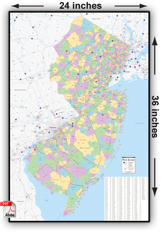 New Jersey county zipcode map
